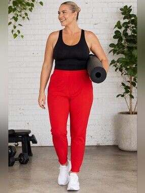 Zyia Active NEW Plus Size XXXL (16/18): Everywhere Red Zipper Joggers